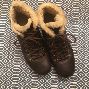 Born Fur-Lined Lace Up Ankle Boots